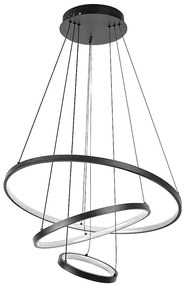 Lustra LED cu telecomanda cu 3 inele metal negru Beliza