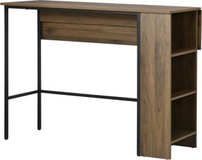HOMCOM Insulă centrală masă bar masă laterală rabatabilă și 3 rafturi 120 x 76 x 91,4 cm marron | Aosom Romania