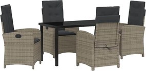 vidaXL Set de masă pentru grădină cu pernă 5 pcs Gri poliratan
