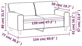 Canapea cu 2 locuri, gri, 120 cm, piele ecologica Gri, 154 x 77 x 80 cm