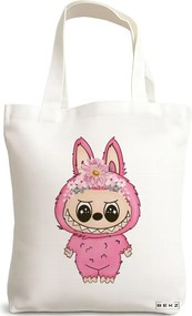 Sacosa de Panza pentru Cumparaturi, Geanta Tote, model Labubu 31 38 x 34.5 cm, Alba, BEKZ®