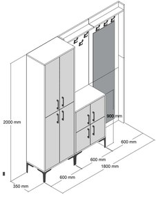 Mobilier hol Betina ABC (Nuc + antracit). 1089014