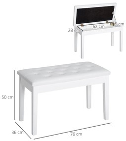 HomCom scaun pian, cu spatiu depozitare, 76x36x50cm, alb | AOSOM RO