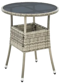 Juskys Masa rotundă Yoro din ratan Ø60 cm - gri