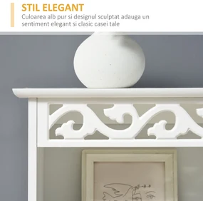 Mobila Coloana HOMCOM pentru Baie, Lemn cu Decor Sculptura Floare Alba 40x23x160cm | Aosom Romania