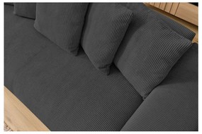 Canapea gri cu tapițerie din catifea reiată 280 cm Voltaire – Bobochic Paris