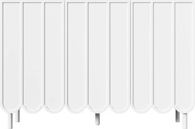 Comodă cu uși ondulate, spațiu de depozitare pentru living, hol &amp; sufragerie, 120x35x80 cm, Alb