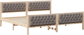 vidaXL Cadru de pat Gri taupe 200 x 200 cm Lemn de pin masiv