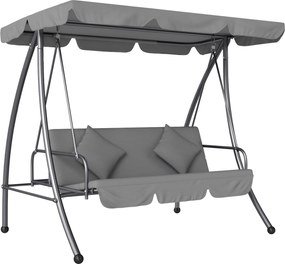 Outsunny Balansoar de grădină convertibil 3 locuri Înclinare Acoperiș reglabil Saltea 200 x 125 x 170 cm metal Polyester Gri deschis | Aosom Romania