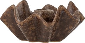 Sfeșnic din ceramică, maro, margine ondulată, glazură reactivă, 6 x 12 cm, „Rameeza”