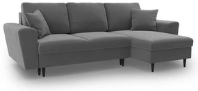 Colțar gri deschis extensibil, cu spațiu de depozitare cu tapițerie din catifea Kyoto – Cosmopolitan Design