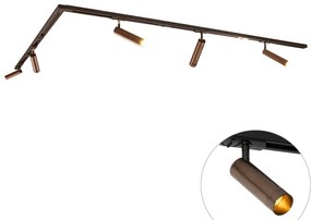 Sistem modern de iluminat pe șine cu 5 spoturi bronz închis monofazat GU10 35 mm - Iconic Jeana Luxe