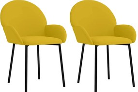 vidaXL Scaune de bucătărie, 2 buc., galben, catifea