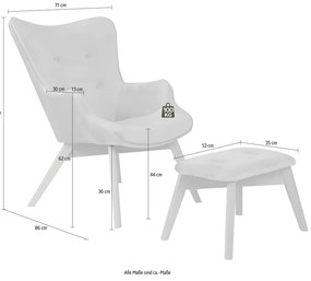 Fotoliu cu taburet mov lavandă cu tapițerie din catifea Niko – Ropez