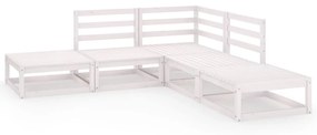 3075495 vidaXL Set mobilier de grădină, 5 piese, alb, lemn masiv de pin