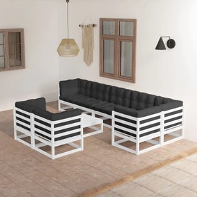 3076710 vidaXL Set mobilier de grădină cu perne, 9 piese, lemn masiv pin