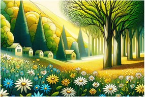 Tablou - Sat în galben-verde (90x60 cm)