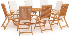 vidaXL Set mobilier de grădină cu perne, 9 piese, lemn masiv tec