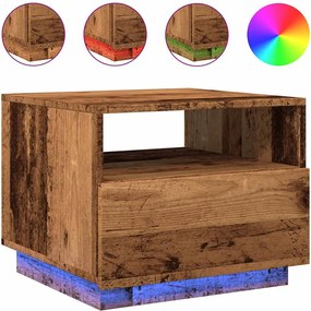 vidaXL Măsuță de cafea cu lumini LED, lemn vechi, 50x49x40 cm