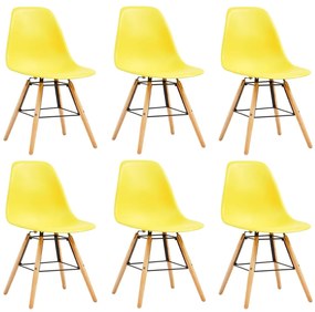 248270 vidaXL Scaune de bucătărie, 6 buc., galben, plastic