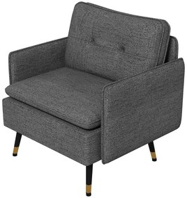 HOMCOM Fotoliu scandinav cu spătar capitonat cu trecere în material 76 x 68 x 80 cm gri și picioare din metal negru și auriu | Aosom Romania