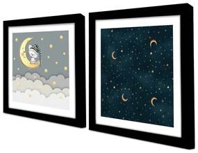Tablouri pentru copii 2 buc. 33x33 cm Night - Wallity