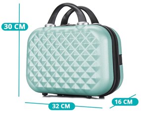 Set valiza de calatorie cu geanta cosmetica-verde menta