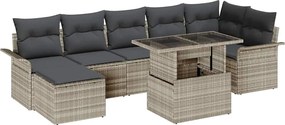 vidaXL Set de canapele pentru grădină 8 pcs Gri deschis Rattan poli