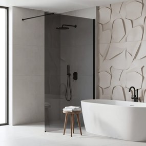 Paravan de dus fumuriu Rea Flexi Grey 100 cm negru