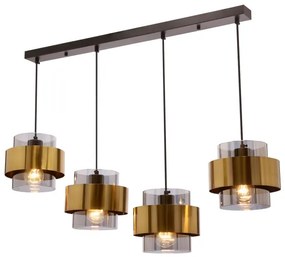 Lustră pe cablu SPIEGA 4xE27/60W/230V auriu/negru