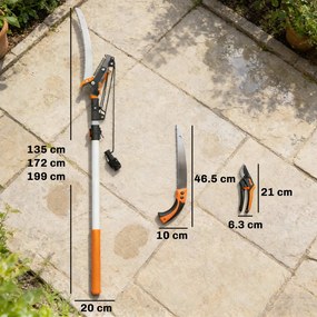 Outsunny Ferăstrău Manual 2-în-1 cu Tijă Telescopică din Aluminiu de 2-3 m, Ferăstrău de Tăiere și Foarfece cu Blocare de Siguranță | Aosom Romania