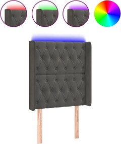 vidaXL Tăblie de pat cu LED, gri închis, 83x16x118/128 cm, catifea