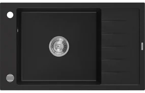 Mexen Elias chiuvetă de granit cu 1 cuvă, cu scurgere scurtă 795 x 480 mm, Neagră - 6511791005-77