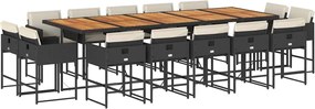vidaXL Set mobilier de grădină cu perne, 15 piese, negru, poliratan