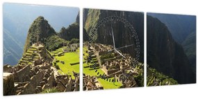 Tablou - Lame in Machu Picchu (cu ceas) (90x30 cm)