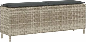 vidaXL Bancă de grădină cu pernă gri deschis 110x30x40,5 cm Poly Ratan