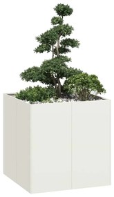 vidaXL Jardinieră alb 80x80x80 cm oțel