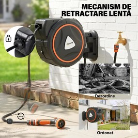 Outsunny furtun retractabil, suport furtun, role pentru furtun | Aosom Romania