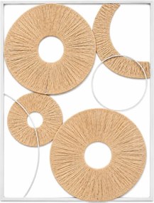 Decoratiune de perete CIRCLES metalica 48x68 cm, alba / bej