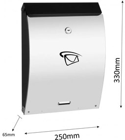 LUX16 cutie de scrisori, Neagră + oțel inoxidabil