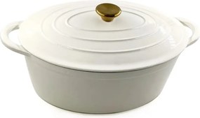 Oala fonta emailata cu capac Perfect Home 17923 30cm, 4.2L, crem