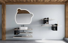 Oglindă lemn masiv cu iluminare LED si acționare touch 120x100cm