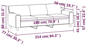 Canapea cu 3 locuri, cappuccino, 180 cm, piele ecologica Cappuccino, 214 x 77 x 80 cm