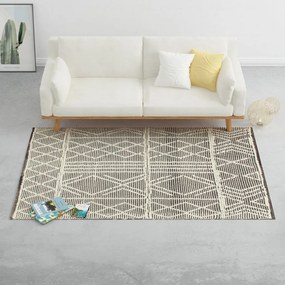Covor lana tesut manual, negru alb, 140 x 200 cm 140x200 cm