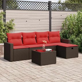 vidaXL Set canapele de grădină cu perne, 6 piese, maro, poliratan