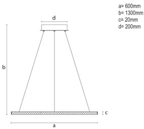Lustră LED dimabilă pe cablu, 90 W, 230 V, 3000–6500 K, Ø 60 cm + telecomandă