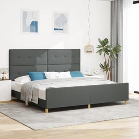 vidaXL Cadru de pat, gri închis, 200x200 cm, textil