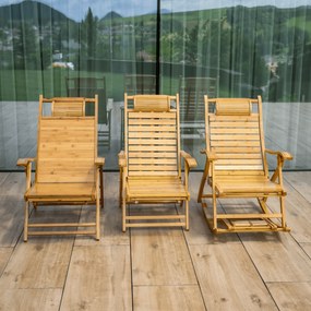 Scaun balansoar de grădină, poziţionabil, natural, bambus, FLOS