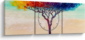 Tablou cu pom pictat (cu ceas) (90x30 cm)