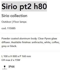 Stalp de iluminat exterior IP44 Sirio pt2 h80 BIANCO